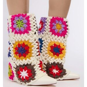 AZALEA WANG DELWYN CROCHET BOOTIE IN MULTI-COLORED 9